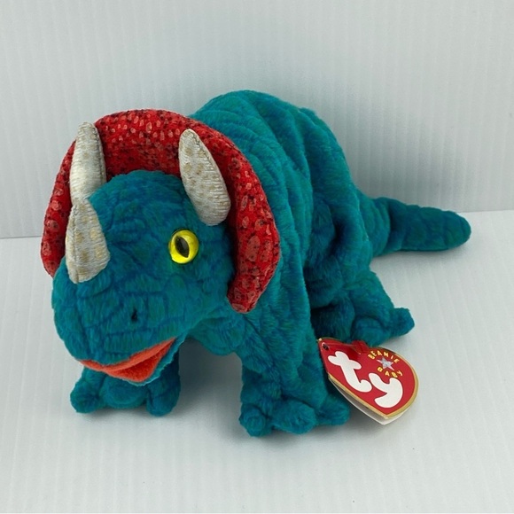 Ty Beanie Baby Hornsley the Triceratops Dinosaur Bean Bag Plush 2000 - Picture 1 of 11